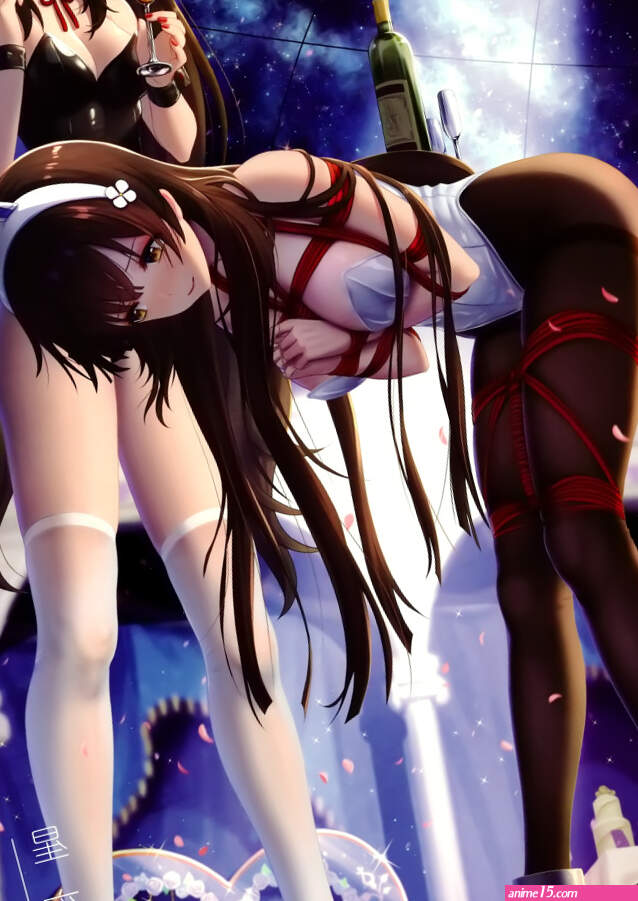 haneru type 95 girls039 frontline type 97 girls039 frontline girls039 frontline black legwear white legwear absurdres highres huge filesize 2girls animal ears bdsm black hair bondage bound detached collar fake animal ears