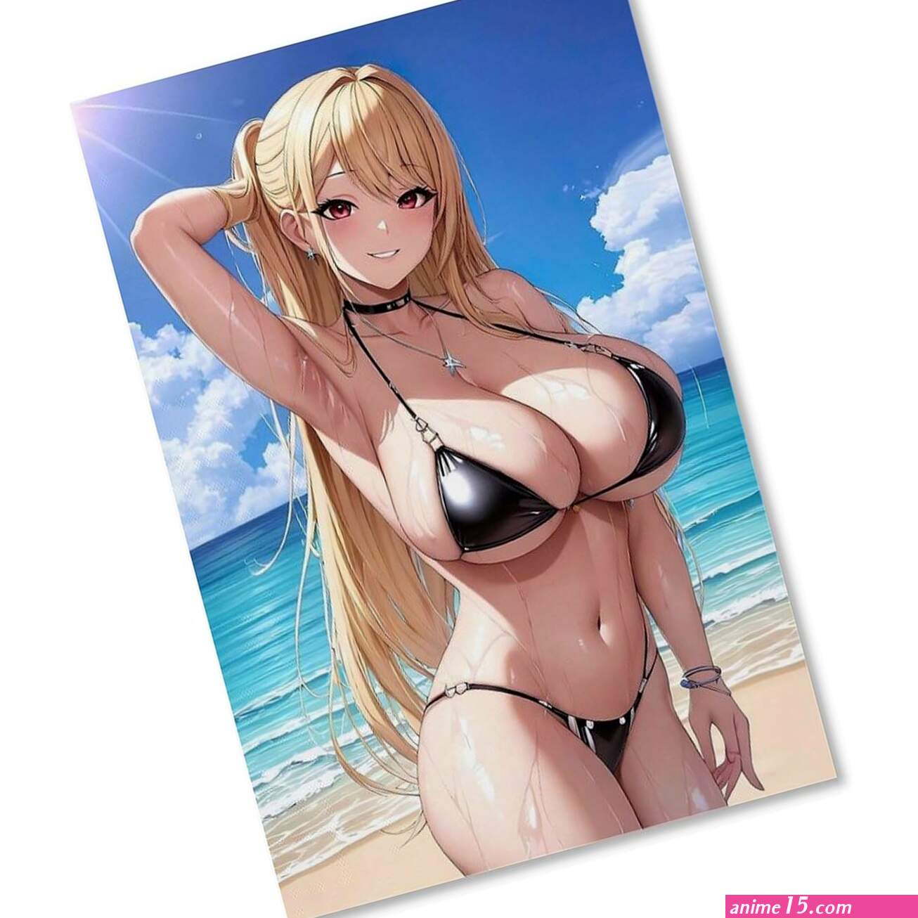: Cartoon Poster Ecchi Sexy Huge Boobs Beach Bikini Anime Poster Hot Anime Sexy Girl Poster Canvas Wall Art Posters For Room Aesthetic And Decor-scale-2x Canvas Painting Wall Art Poster for Bedroom