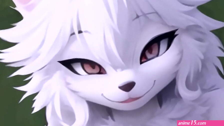 White Furry Girl Rides a Man in POV Hentai Video