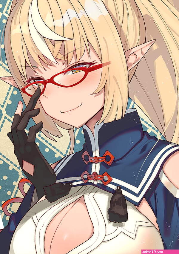 Anime girls Shiranui Flare Hololive blonde elf ears glasses cleavage Virtual Youtuber HD phone wallpaper