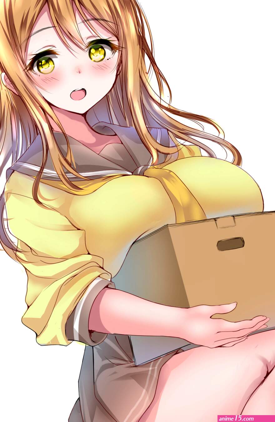 school uniform white background big boobs anime girl anime yellow eyes boobs 1957x3000 HD Phone Wallpaper