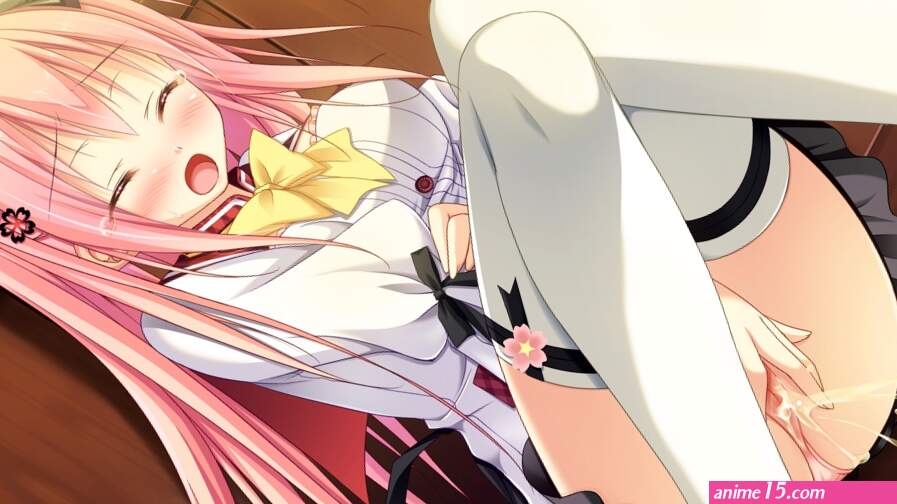 blush bow game cg glace long hair panties pink hair ribbons school uniform sesena yau tears thighhighs timepiece ensemble underwear urine yanagibashi saori