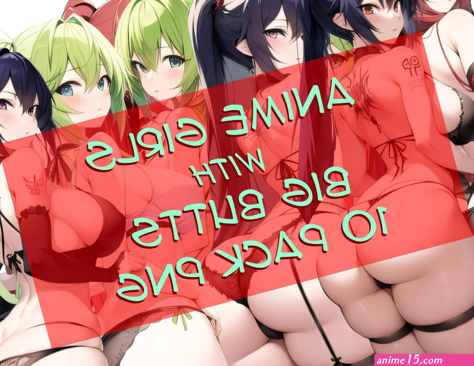 PNG Elements Download anime Girls With Big Butts 10 Pack Japanese Cartoon Manga Inked Big Booty Clipart Graphic High Res 300dpi