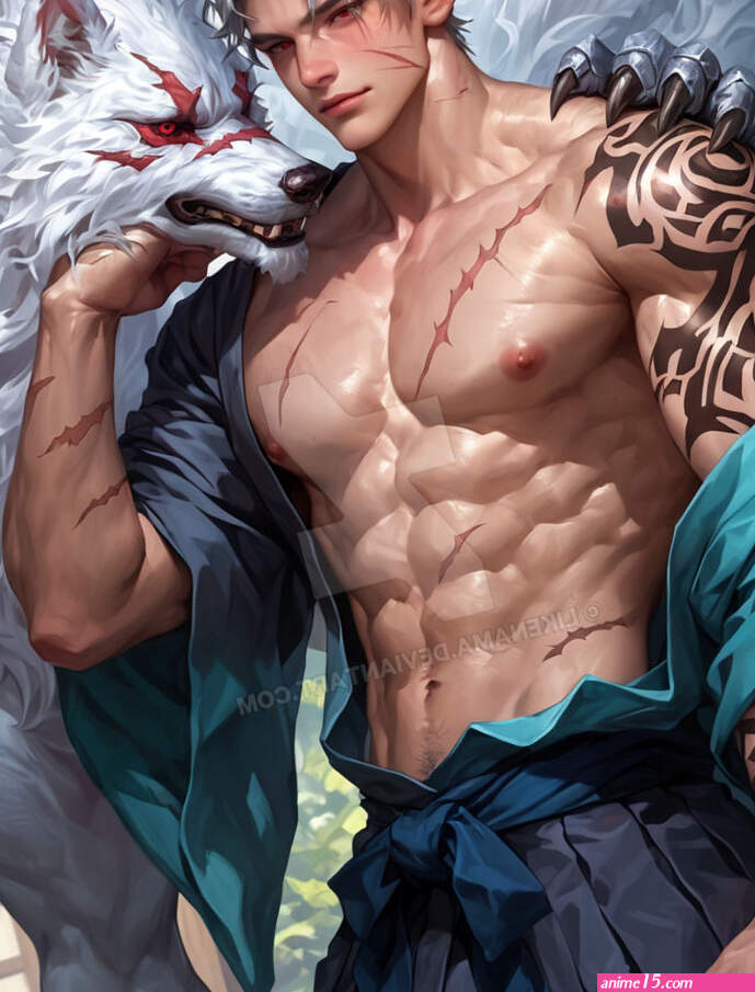 nsfw adult anime kimono tattoo white hair man by likenama on DeviantArt