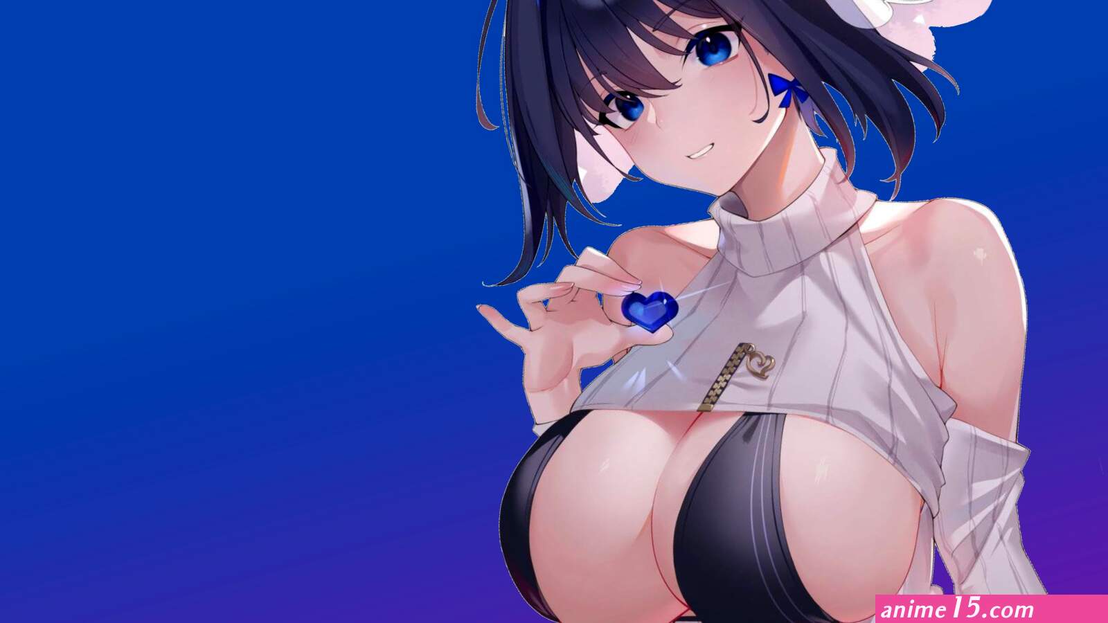 girl hot sexy boobs blue anime pretty big boobs 3840x2160