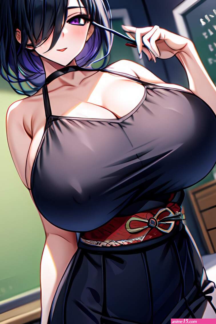 hair over one eye big boobs