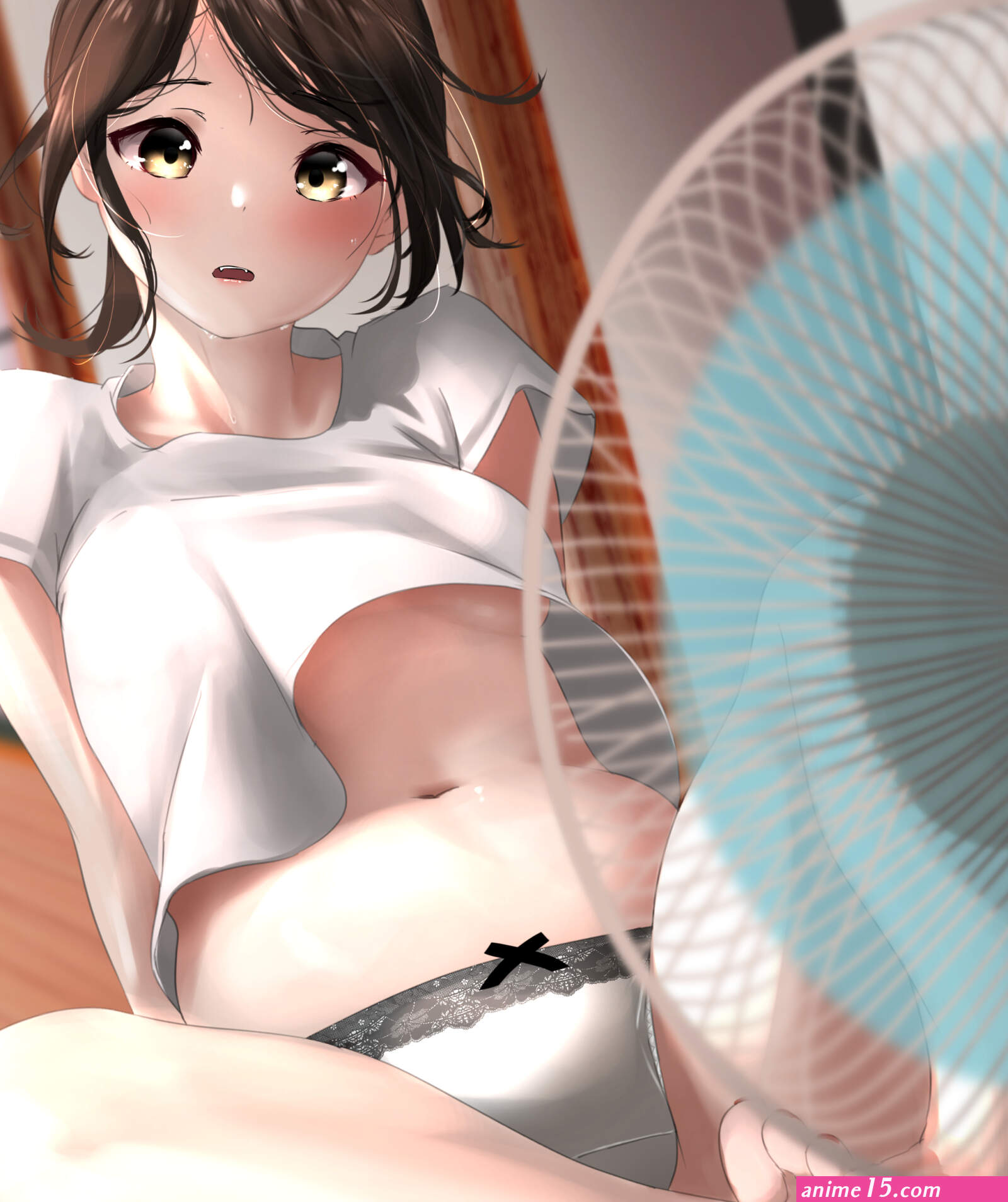 anime anime girls panties blushing sweat no bra