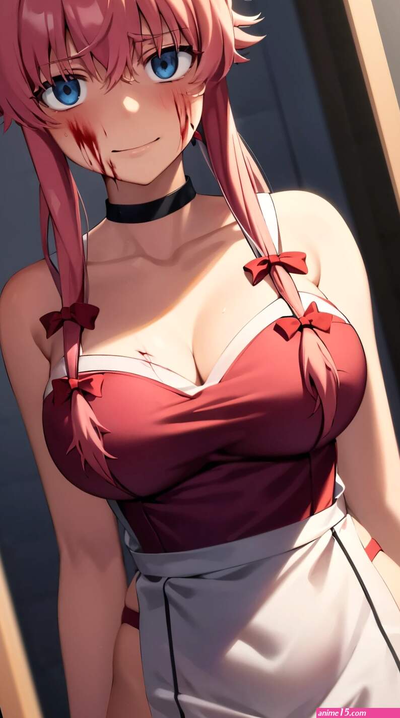 Bild eines sexy Anime-Mdchens nackt in einem Raum mit groen Titten und pink ge
