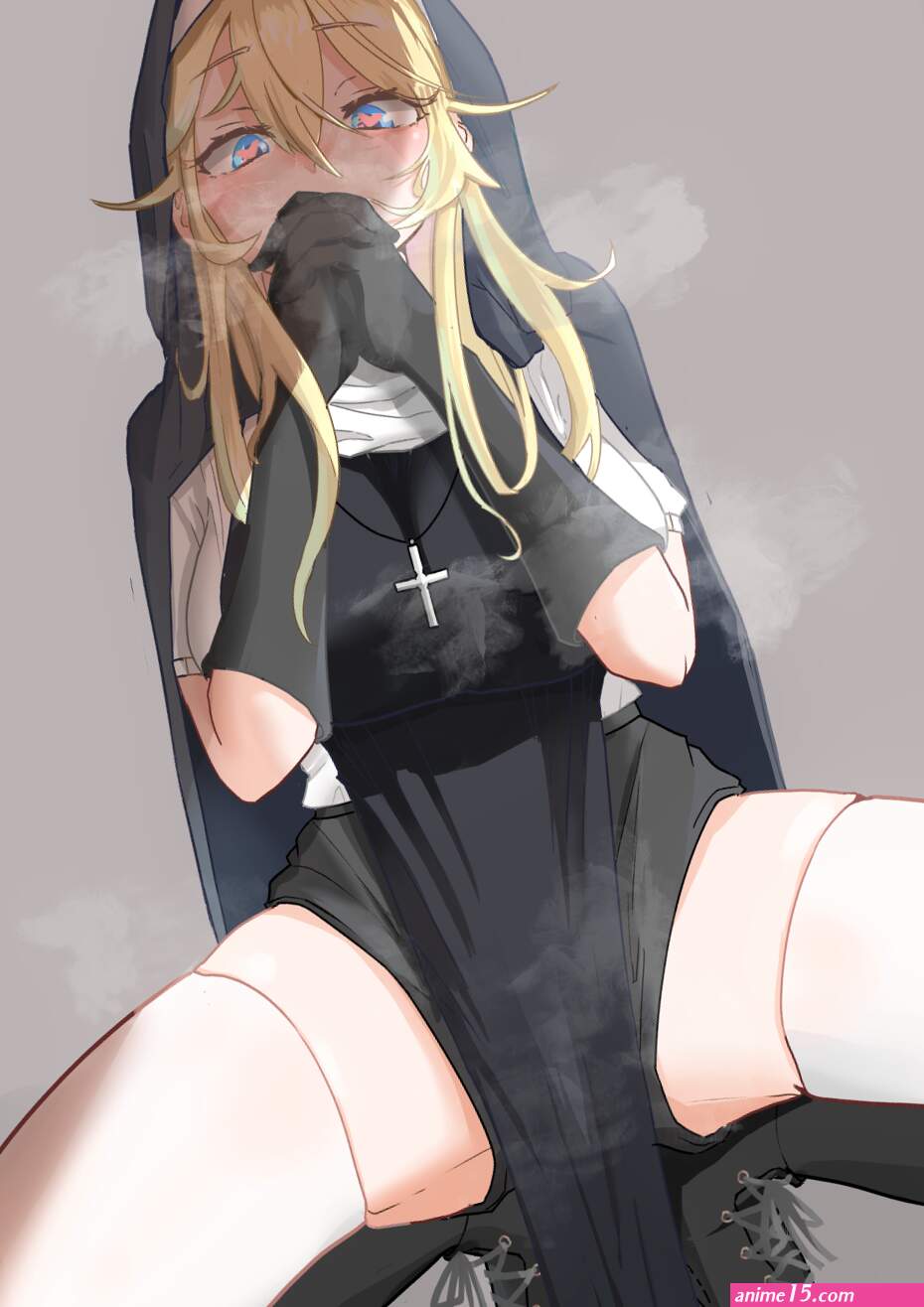 original characters solo nuns anime anime girls artwork digital art fan art heart eyes nun outfit