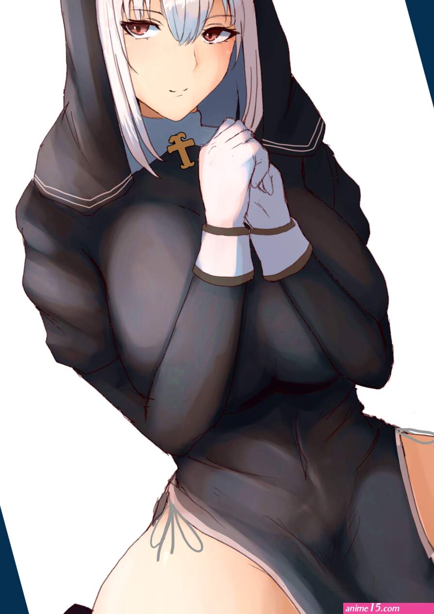 original characters solo thighs nuns anime anime girls artwork digital art fan art nun outfit