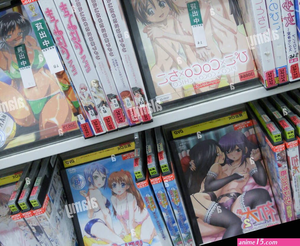 Japanese anime porn DVDs in the video store in Japan Stock Photo