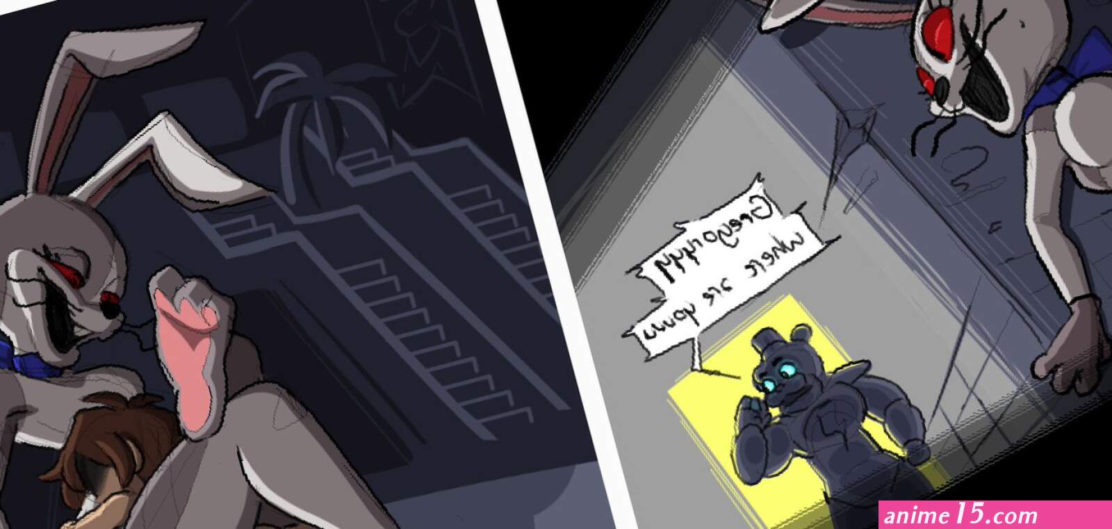gregory fnaf vanny fnaf five nights at freddy039s five nights at freddy039s: security breach highres tagme older woman and younger man shared clothes shota trapped in clothing
