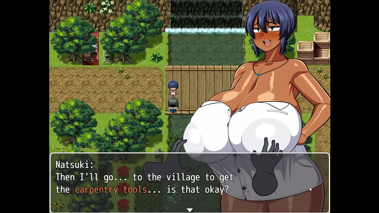 Tanned Girl Natsuki HENTAI Game Ep.2 pervy carpenter wants to massage this massive boobs !