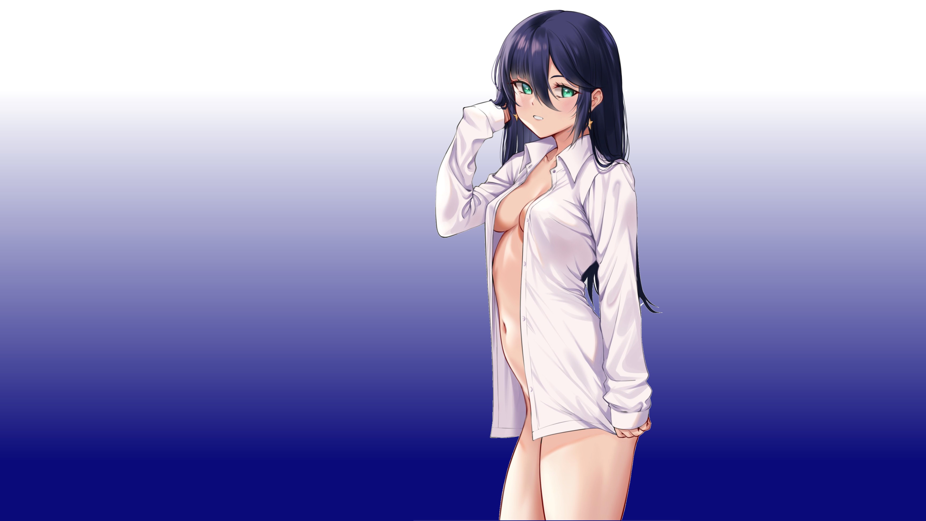 girl hot sexy anime pretty naked cute shirt 3840x2160