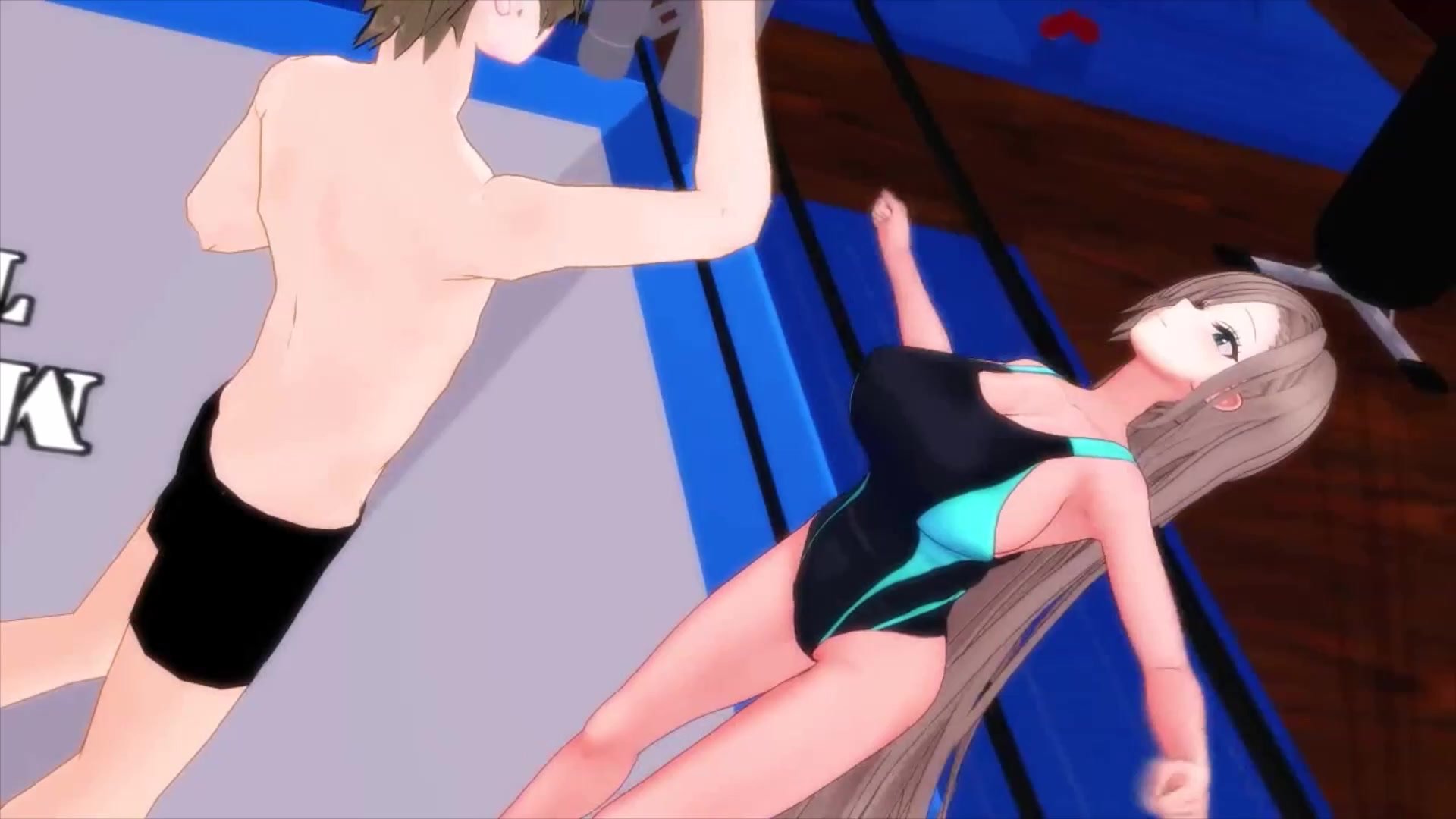 Ballbusting anime mixed fight