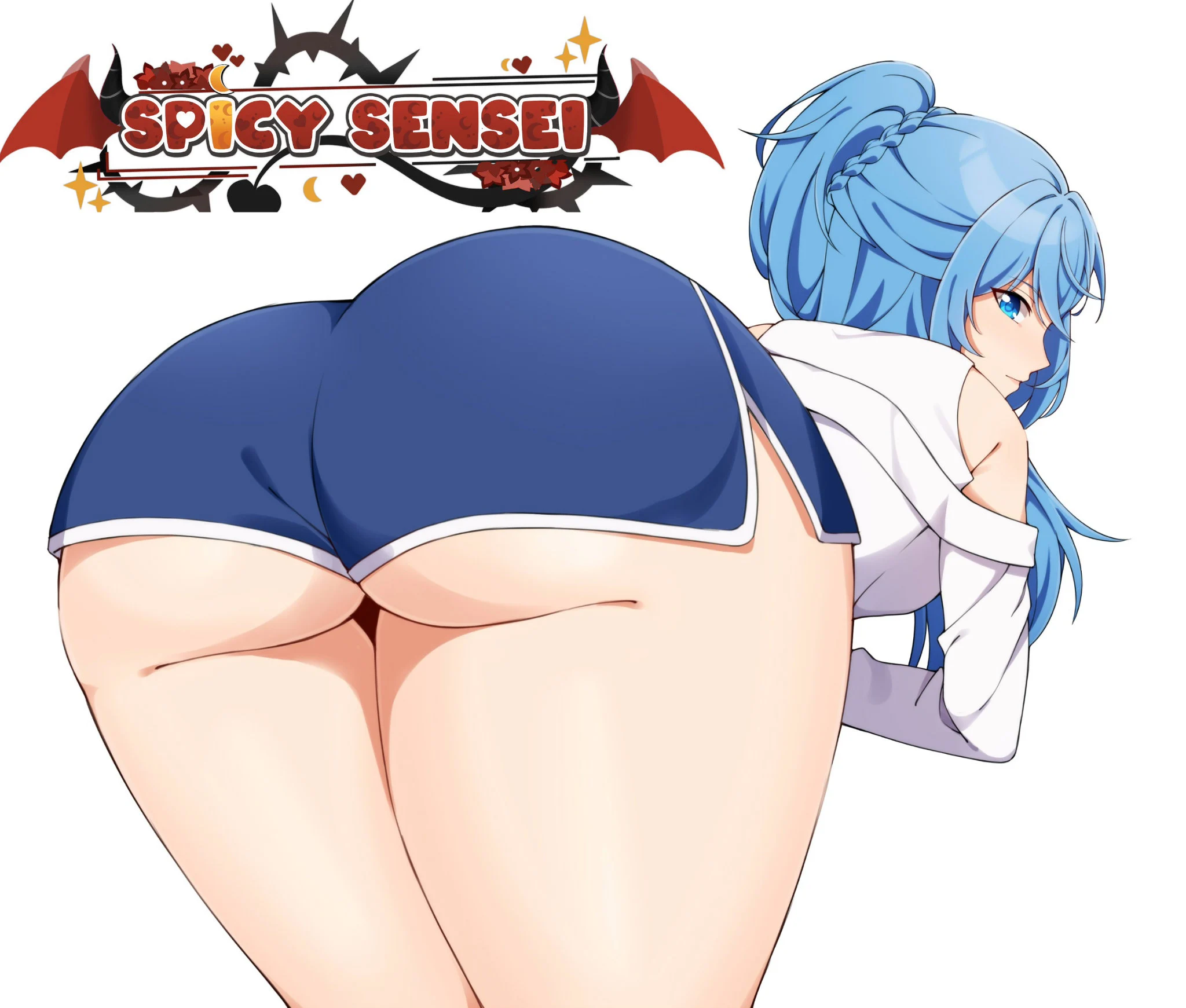 Anime Waifu Booty Blue Hair Sticker