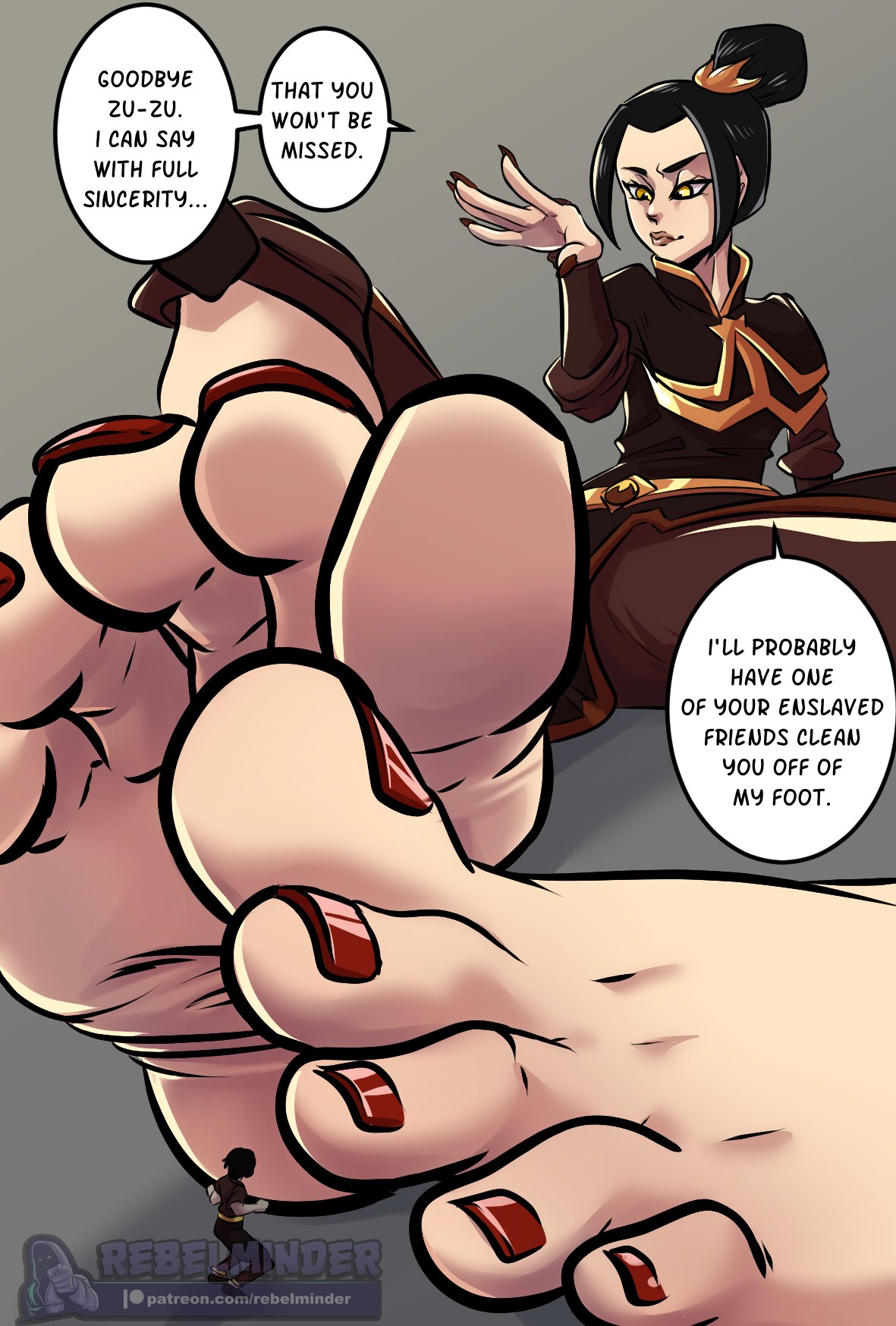 Rebelminder 0 Commission Slots Available on X: A cruel Azula giantess feet piece I did for my patrons last month. Sizetwitter
