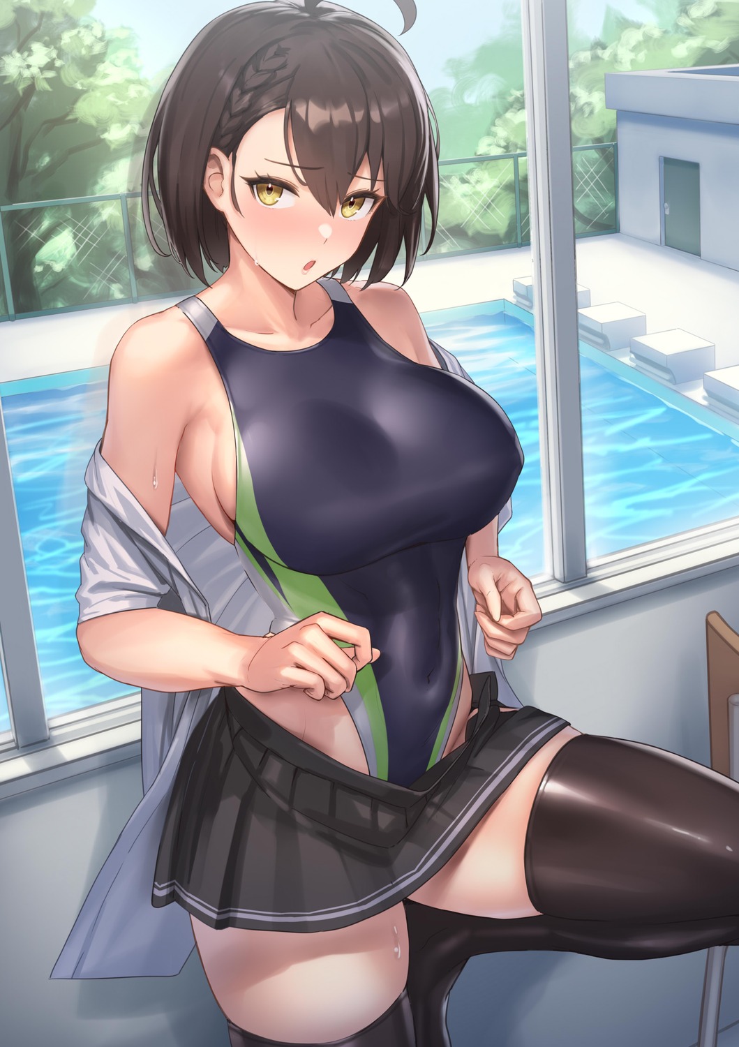 Wallpaper : gadis anime karakter asli payudara besar satu potong baju renang 1059x1500