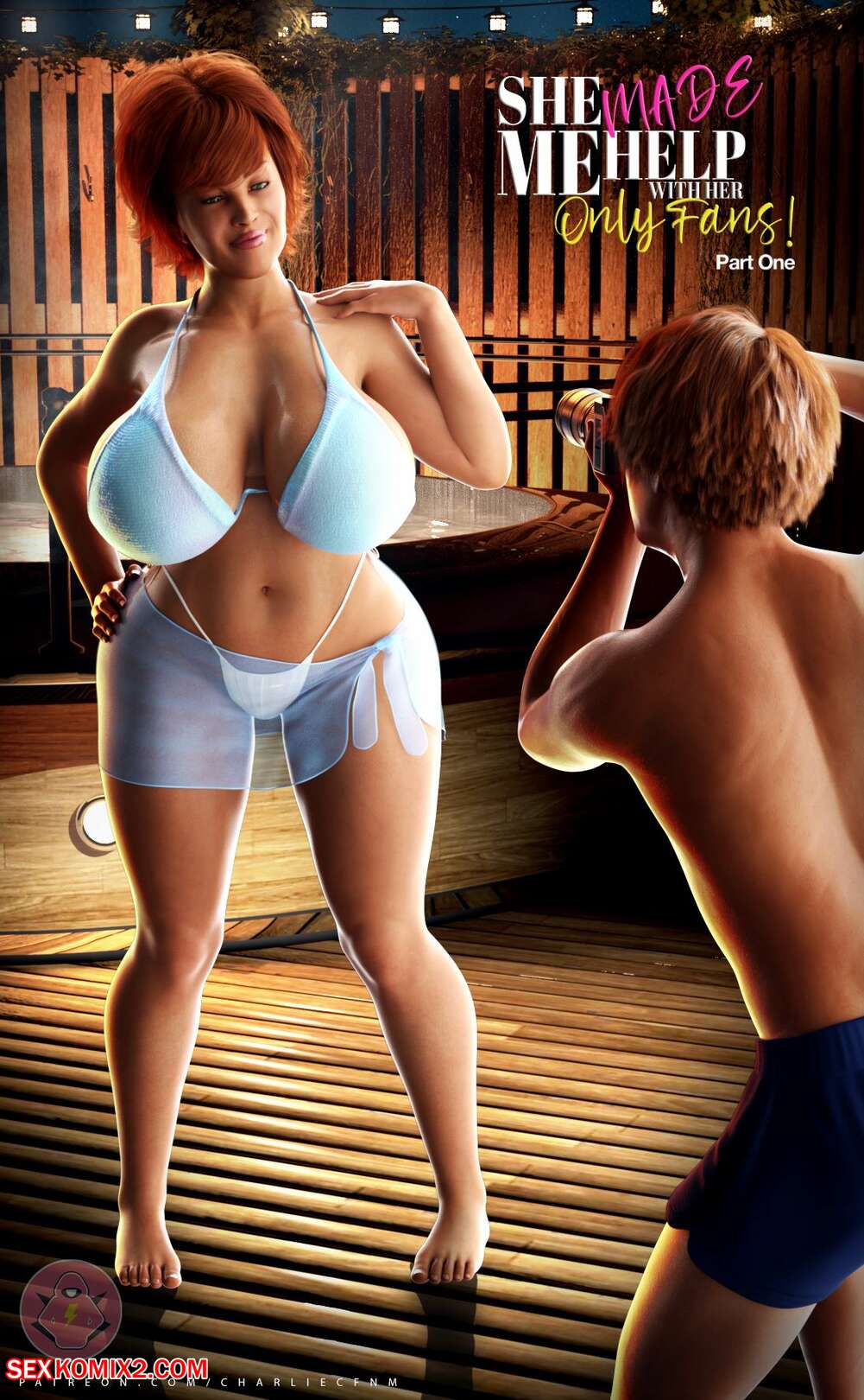 Porn comic She Made Me Help With Her. CHARLIECFNM Sex comic brunette MILF put