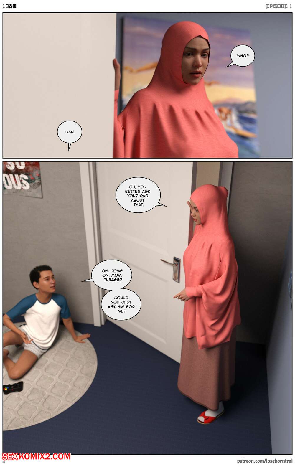 Porn comic 10 AM. Chapter 1. LoseKorntrol Hijab 3DX. Sex comic busty brunette MILF