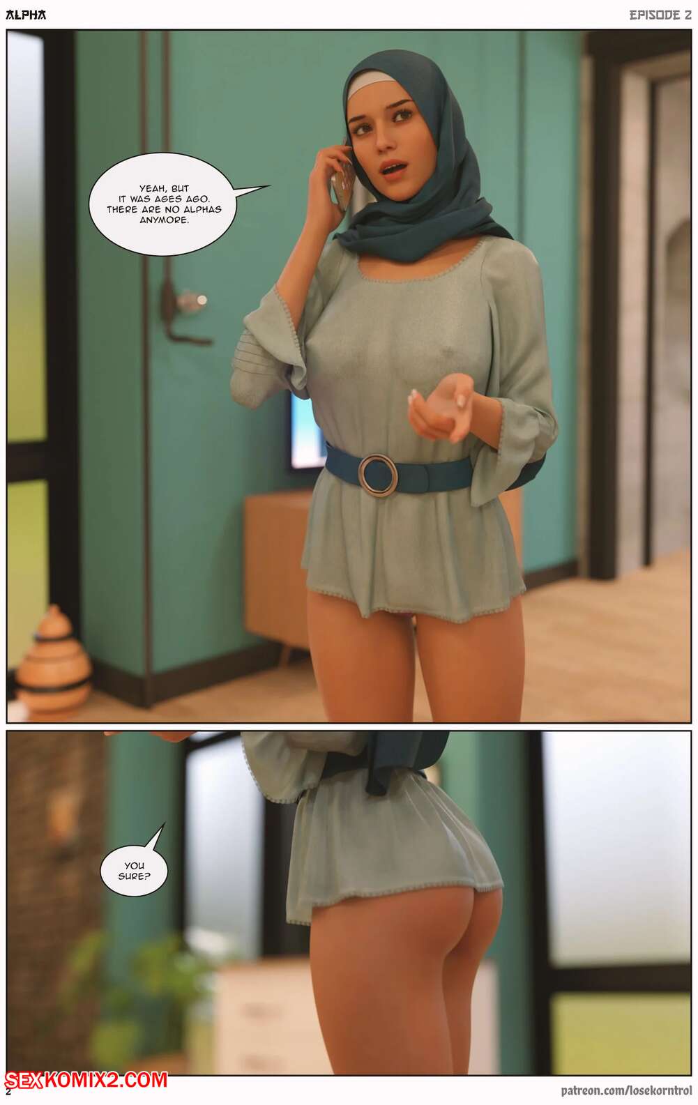 Porn comic Alpha. Chapter 2. LoseKorntrol Hijab 3DX. Sex comic busty brunette beauty