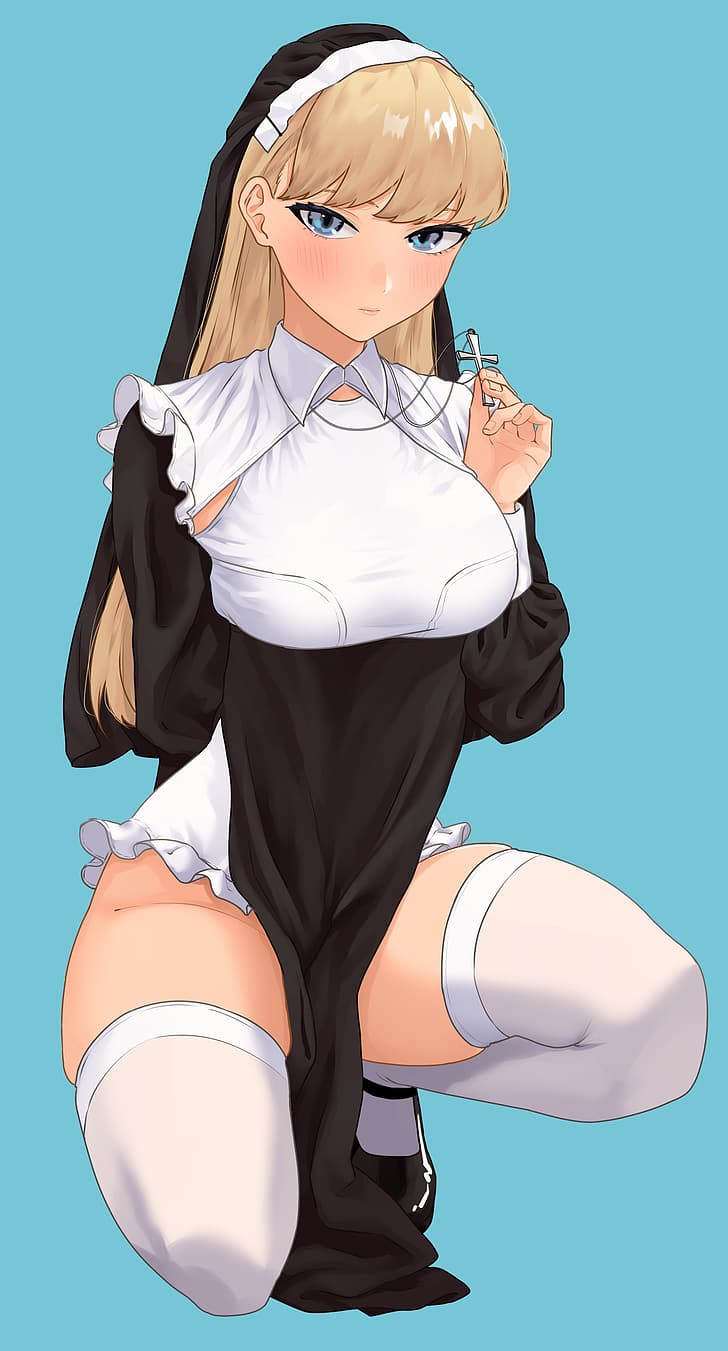 HD wallpaper: anime anime girls nuns nun outfit original characters artwork