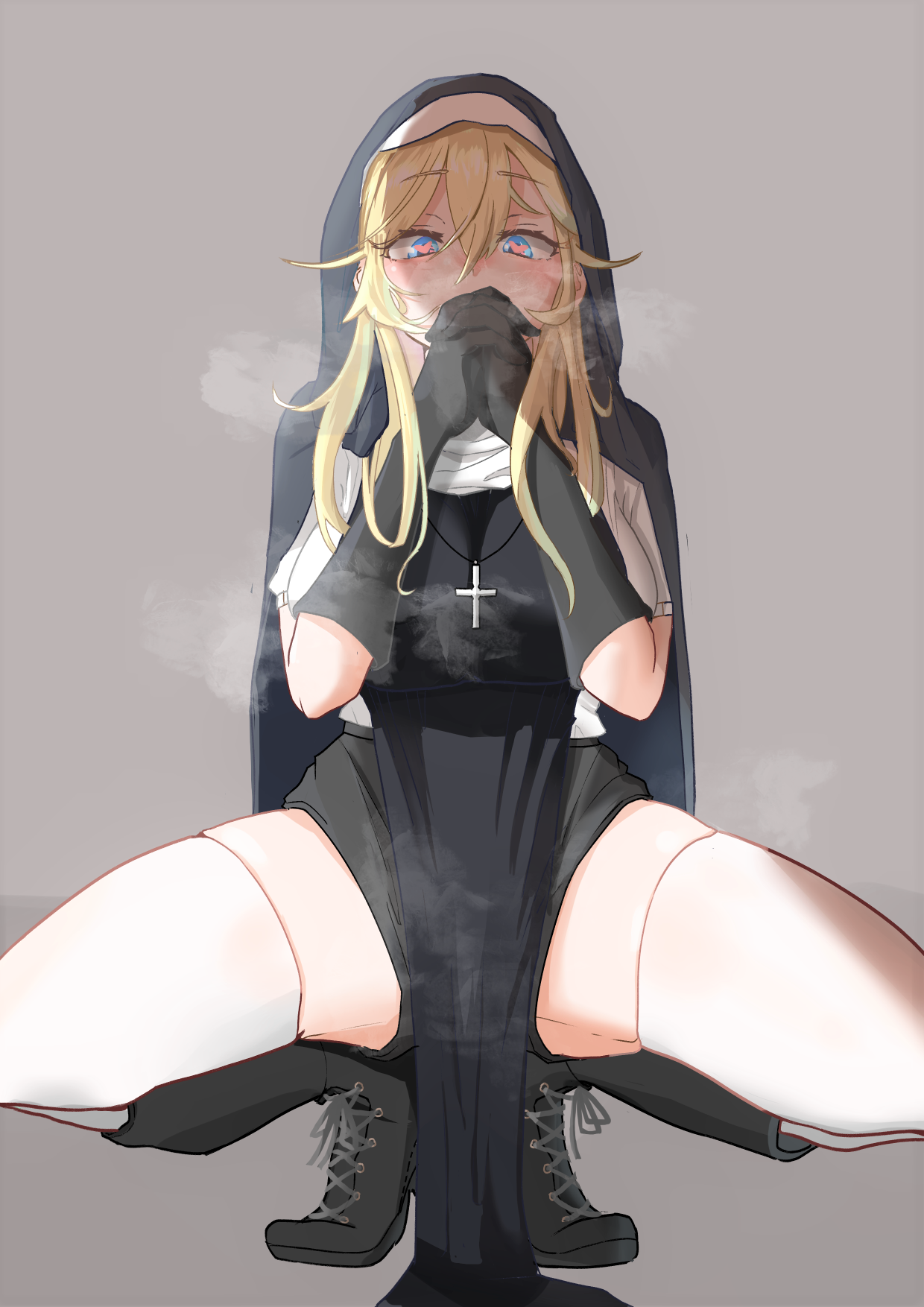 original characters solo nuns anime anime girls artwork digital art fan art heart eyes nun outfit