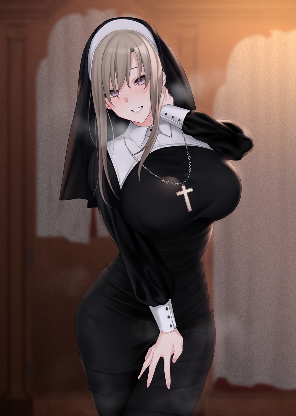 anime girls fan art nun outfit nuns solo original characters HD Phone Wallpaper