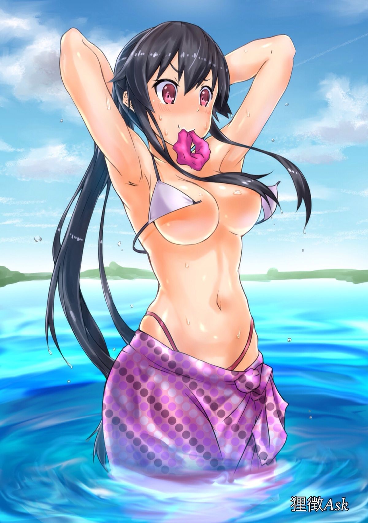 Wallpaper : anime girls cartoon Kantai Collection black hair swimwear clothing Yahagi KanColle 1200x1705