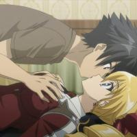 anime manga kissing breast squeeze