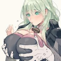 anime manga kissing breast squeeze