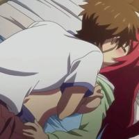 anime manga kissing breast squeeze