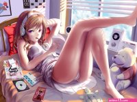 anime girl naked bed comic