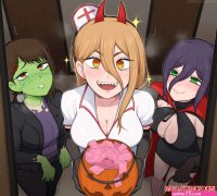 Porn comic Chainsaw Man. Power. Afrobull Sex comic babes came to