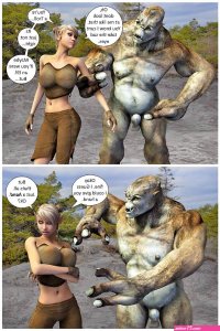 Busty babe sucking trolls cock