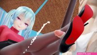 Glamorous anime babe getting her shoe and feet fucked passionately