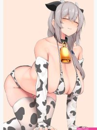 Oppa huge boobs anime cow girl Greeting Card by Lewdities