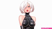 big boobs sideboob open mouth short hair white hair anime anime girls aqua eyes bodysuit