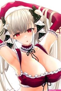 Download wallpaper girl sexy Christmas boobs anime beautiful pretty erotic section seinen in resolution 640x960