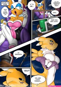 Rouge VS Capacity fitting Sonic Rub-down the Hedgehog Digimon