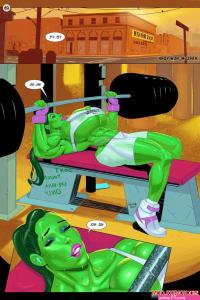 Porn comic SheHulk Pumping Iron. MeinFischerArt. Sex comic busty brunette Woman