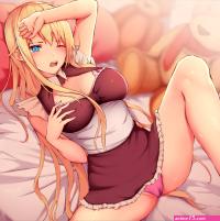 Wallpaper : anime girls looking at viewer big boobs blue eyes blond hair apron 3248x3264