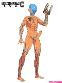 Commission Naked Custom Anime Blue Hair Male by Darkercoom