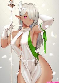 big boobs elves dark elf Hayabusa artist anime anime girls simple background