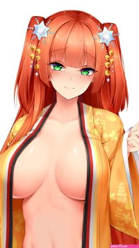Download wallpaper girl Anime boobs orange middle breasts sexy. robe section seinen in resolution 640x1136