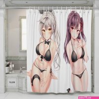 : Anime Nude Woman Sexy Artistic Charming Breasts Shower Curtain Attractive Breasts Girl Anime Sexy Naked Nude Woman Bath Curtains for Bathroom Polyester Waterproof Fabric 60x71 Set with 10 Hooks : Home