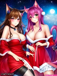 Porn image of anime cat ears nightgown lesbian santa 20 created by AI