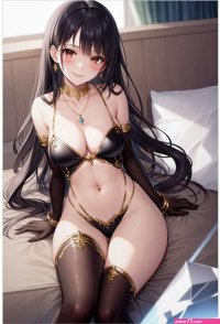 Sexy Beautiful Anime Girl Poster 24x36 Original Art Black Hair