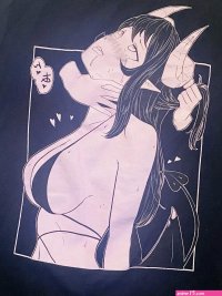 Mens Lewd Complex Anime Choke Girl succubus Long Sleeve Shirt Size L Black