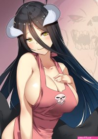 Wallpaper : Albedo OverLord horns naked apron Overlord anime wings simple background boobs 1240x1754